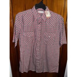 Roper Mens XL Red Black White Western Pearl Snap Short Sleeve Short Sleeve Shirt